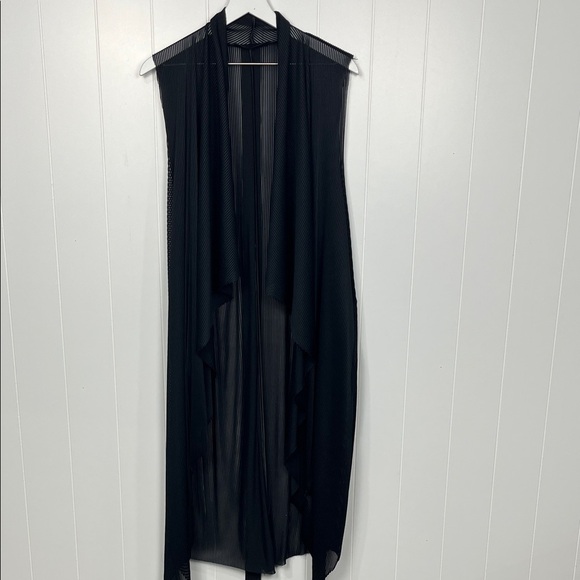 LA Haine Insideus (Italian) Womens Duster XS-S Black Waterfall Sleeveless EUC